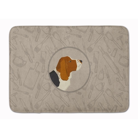 Carolines Treasures Basset Hound in the Kitchen Machine Washable Memory Foam Mat CK2165RUG